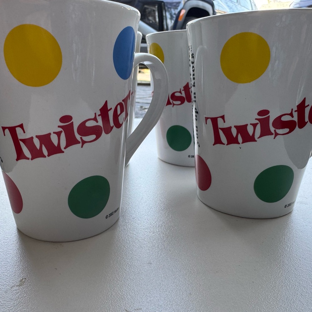 Twister White Mug with Red Logo and Yellow, Blue, Green, Red Dots